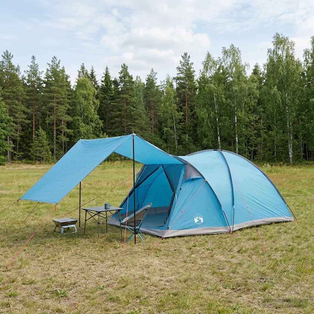 vidaXL Namiot domek z dachem niebieski 6-osobowy Poliester i Stal