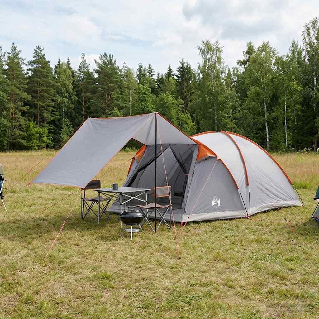 vidaXL Namiot domek Szary i pomarańczowy 6-osobowy Poliester i Stal