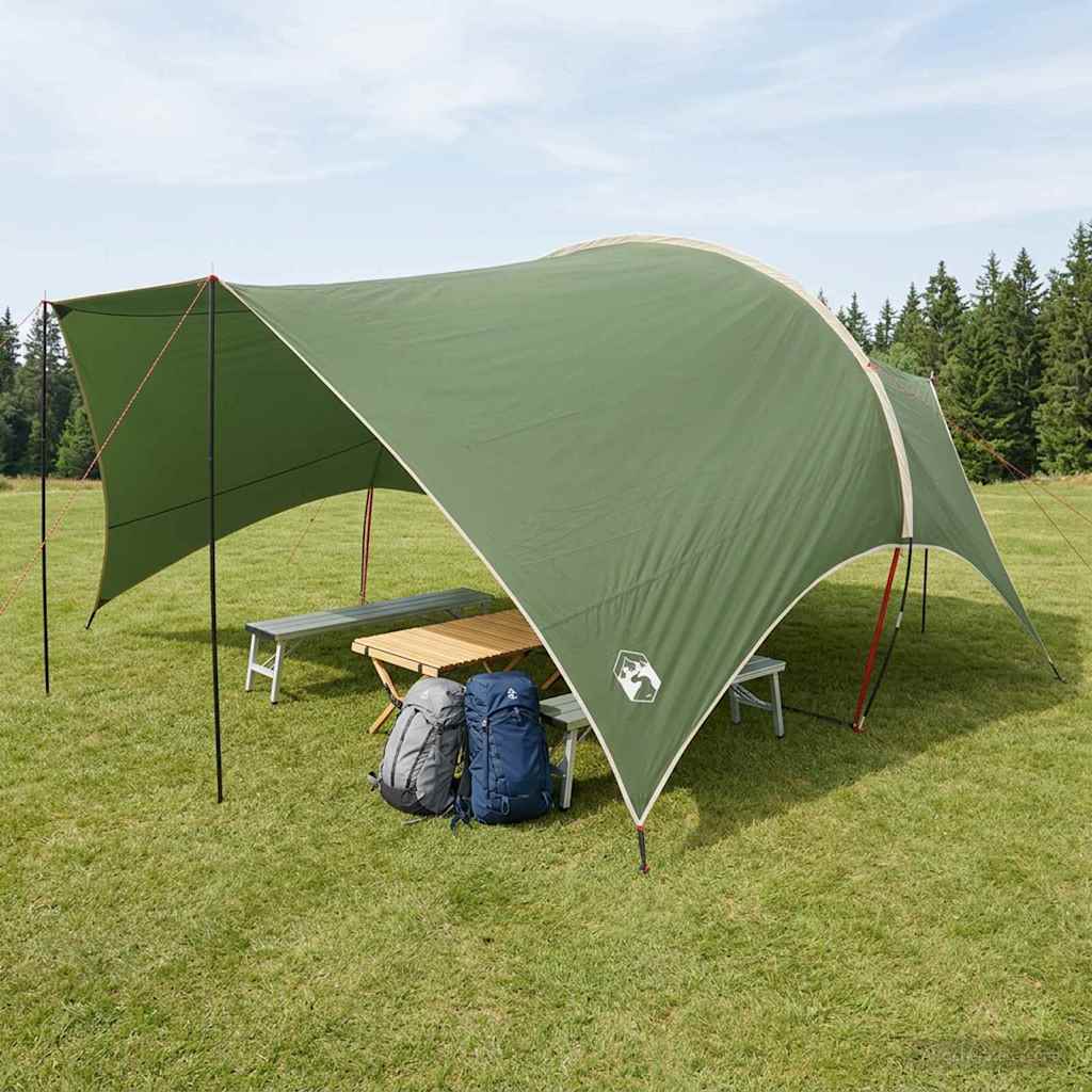 vidaXL Wodoodporny tarp do campingu zielony 550 x 400 x 230 cm