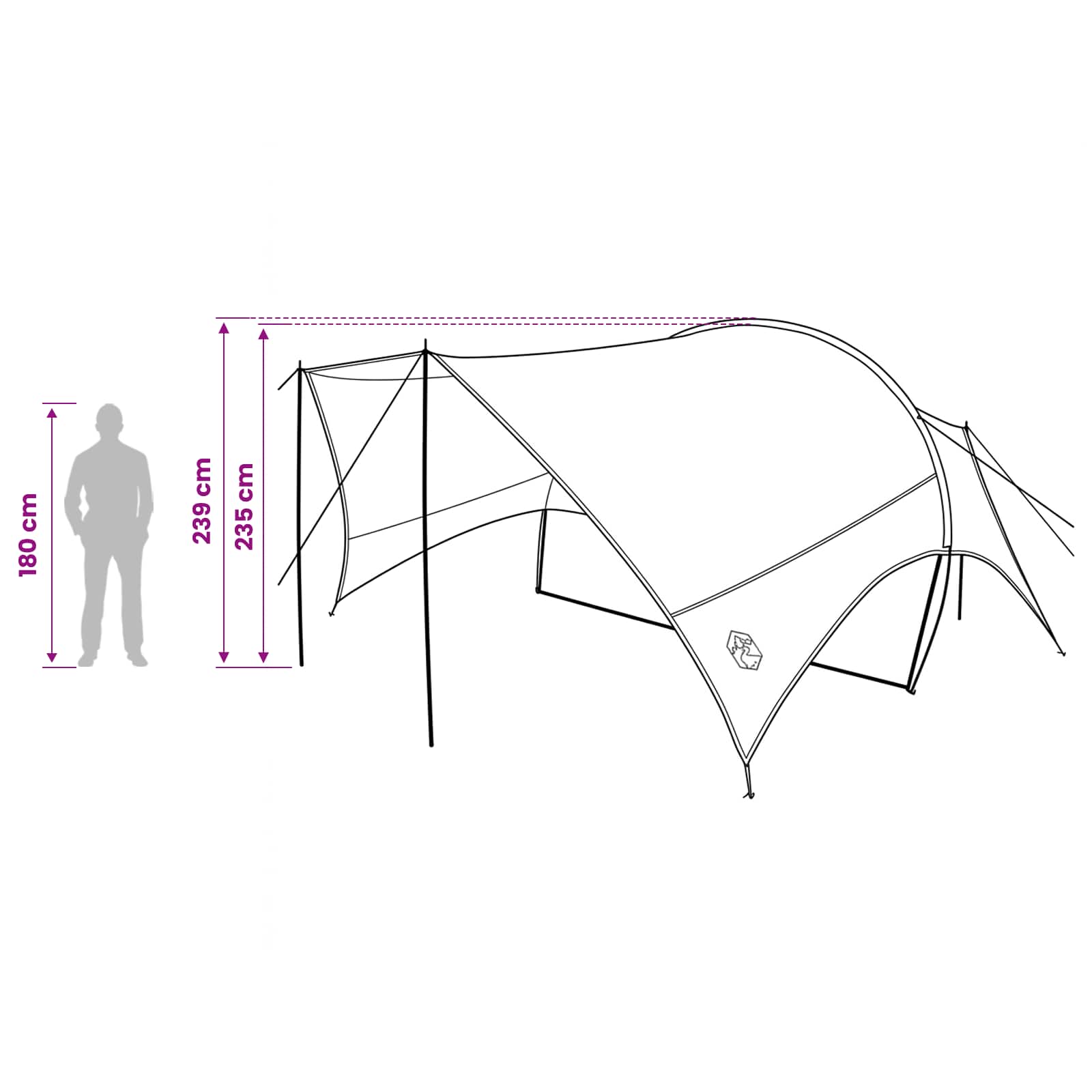 vidaXL Wodoodporny tarp do campingu niebieski 550 x 400 x 230 cm