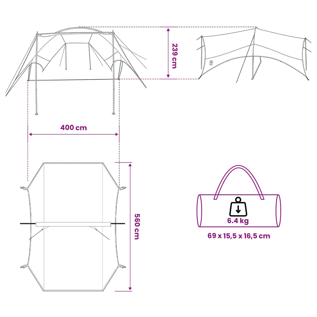 vidaXL Wodoodporny tarp do campingu Szary i pomarańczowy