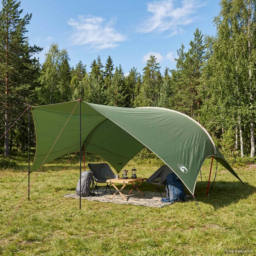vidaXL Wodoodporny tarp do campingu zielony 690 x 580 x 255 cm