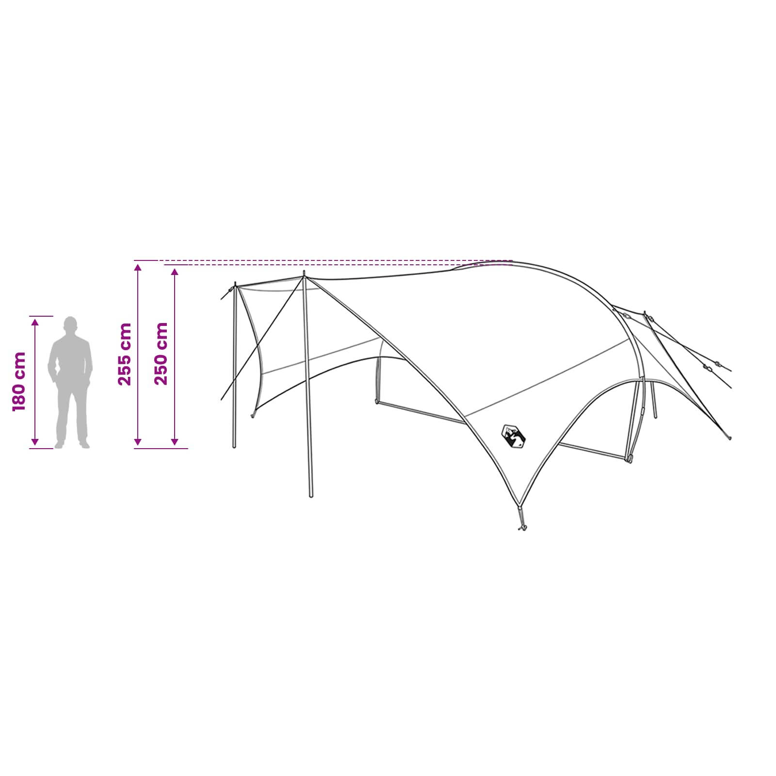 vidaXL Wodoodporny tarp do campingu zielony 690 x 580 x 255 cm