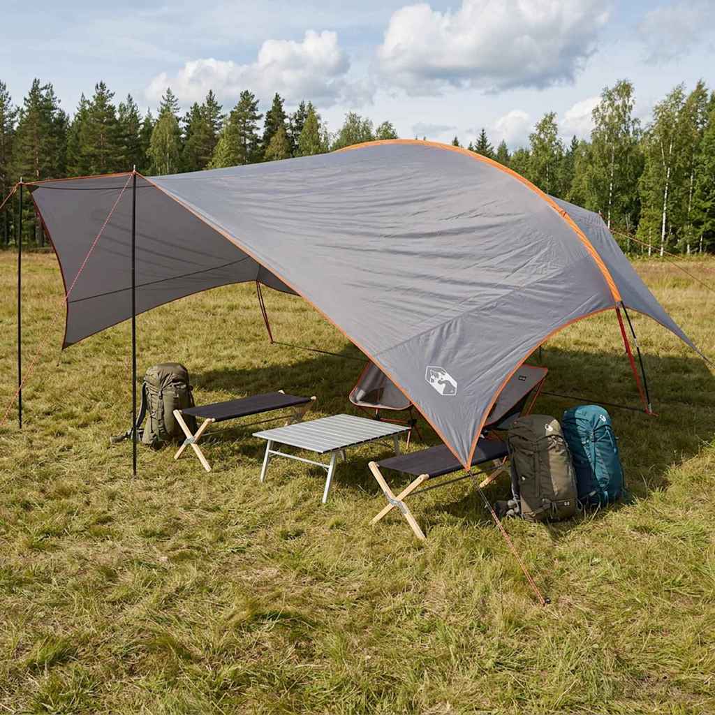 vidaXL Wodoodporny tarp do campingu Szary i pomarańczowy