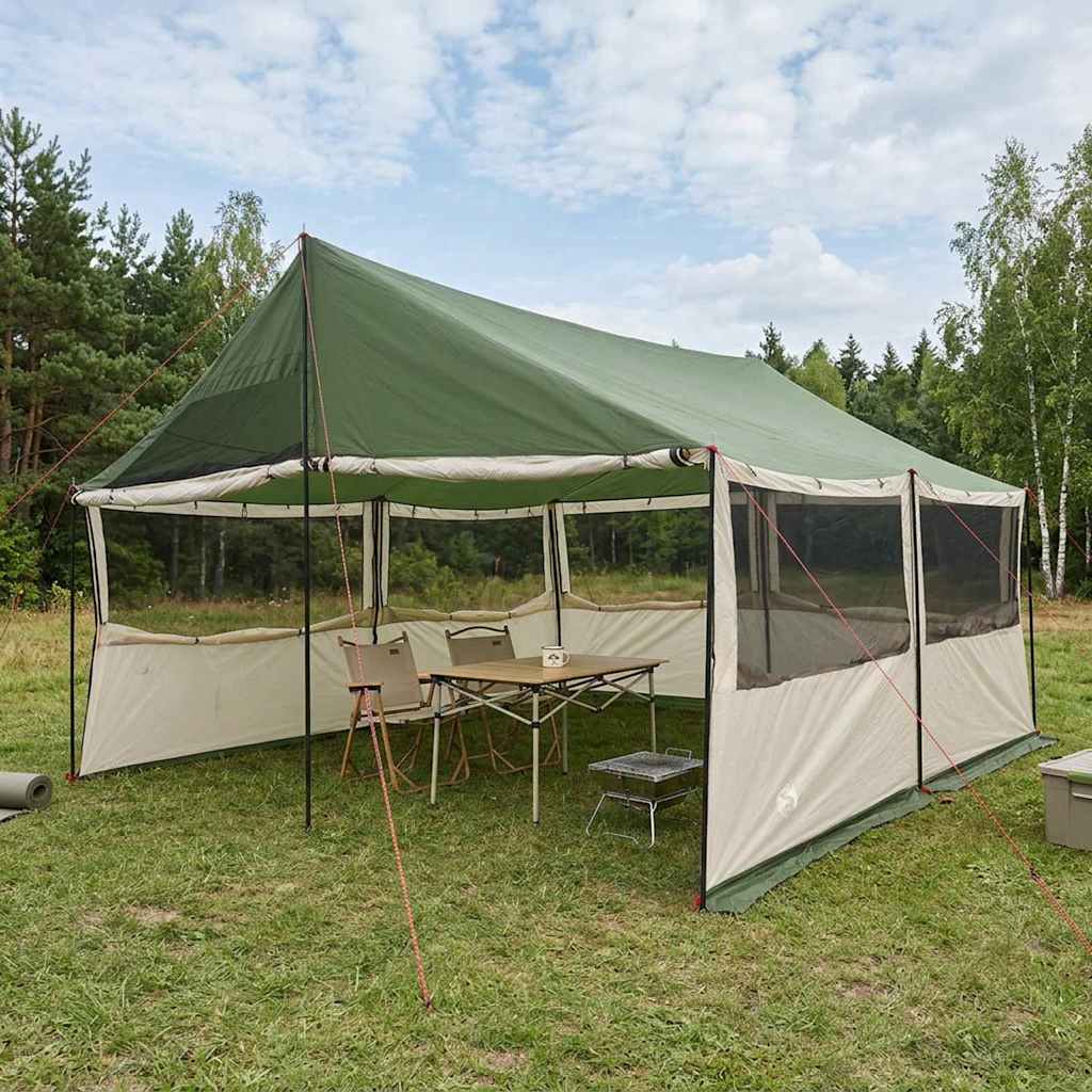 vidaXL Namiot rodzinny zielony 450 x 400 x 265 cm Poliester i Stal