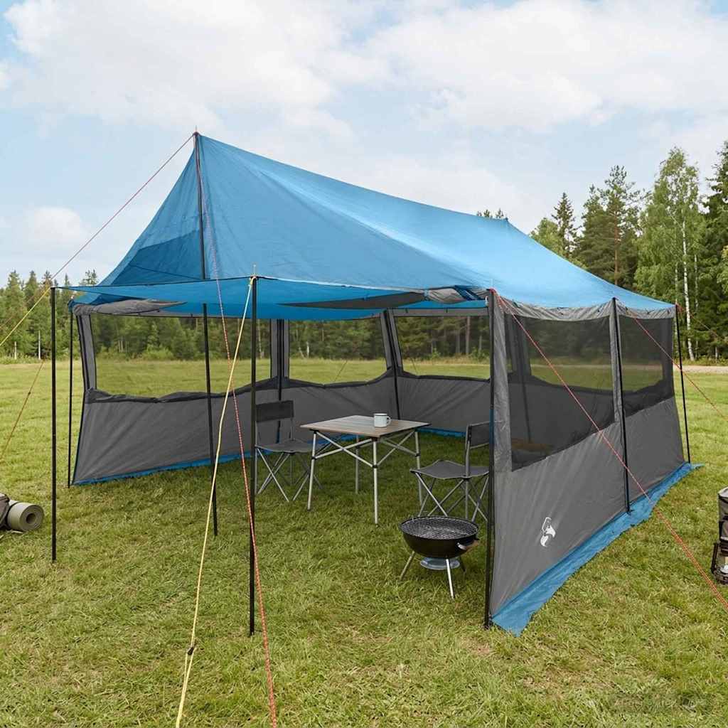 vidaXL Namiot rodzinny niebieski 450 x 400 x 265 cm Poliester i Stal