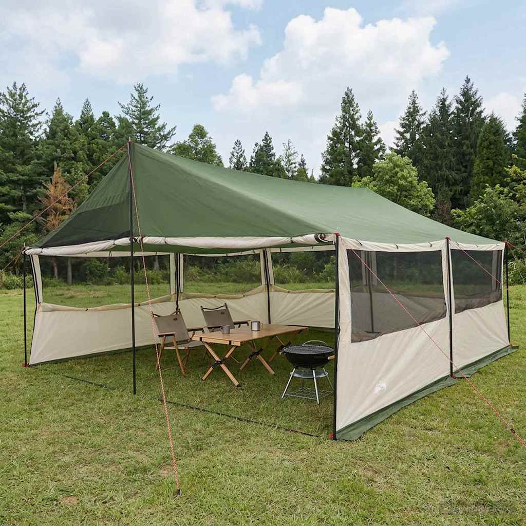 vidaXL Namiot rodzinny zielony 600 x 400 x 268 cm Poliester i Stal