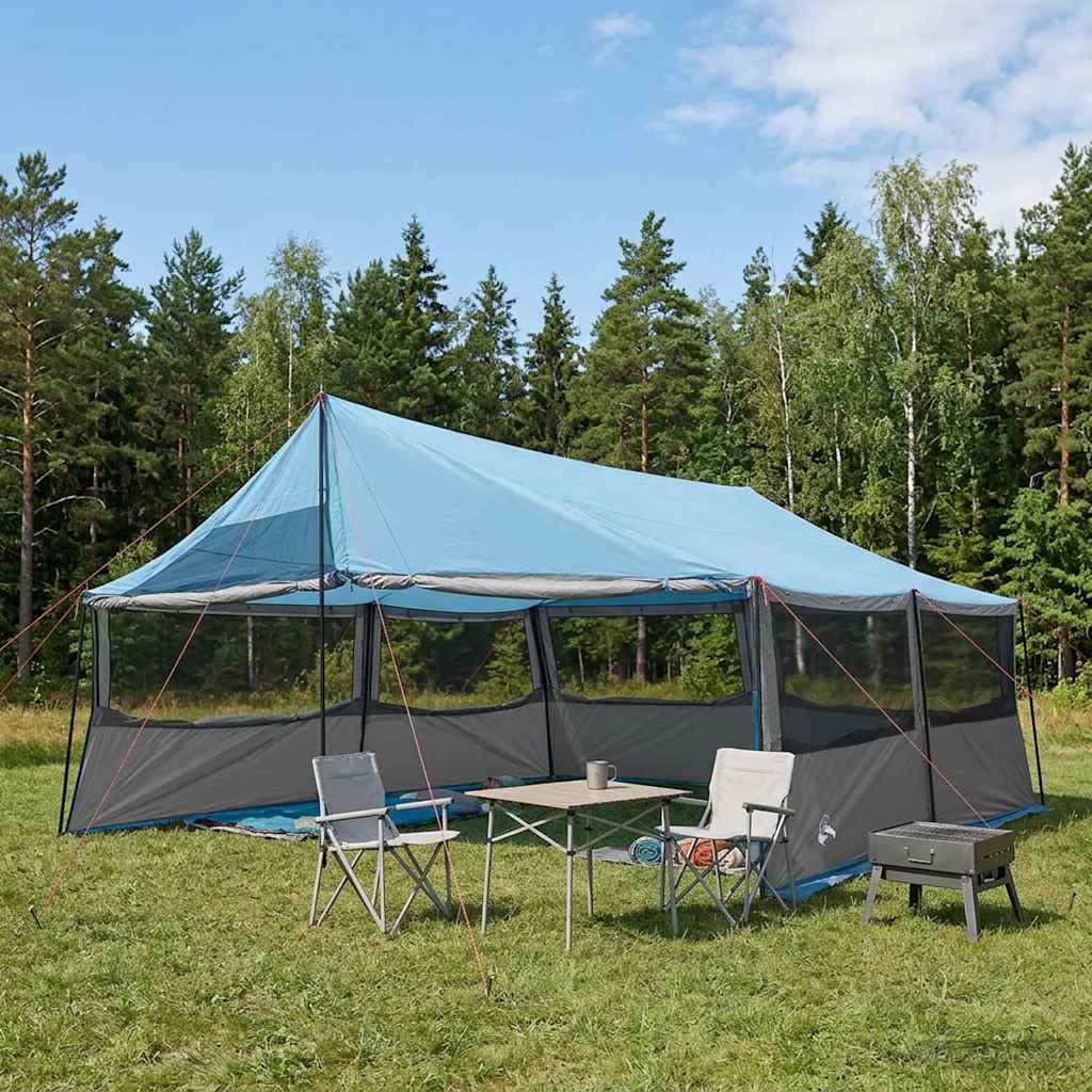 vidaXL Namiot rodzinny niebieski 600 x 400 x 268 cm Poliester i Stal