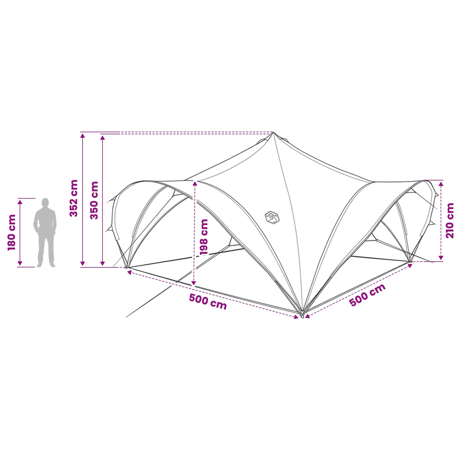 vidaXL Namiot Imprezowy z dachem Zielony wojskowy 500 x 500 x 350 cm