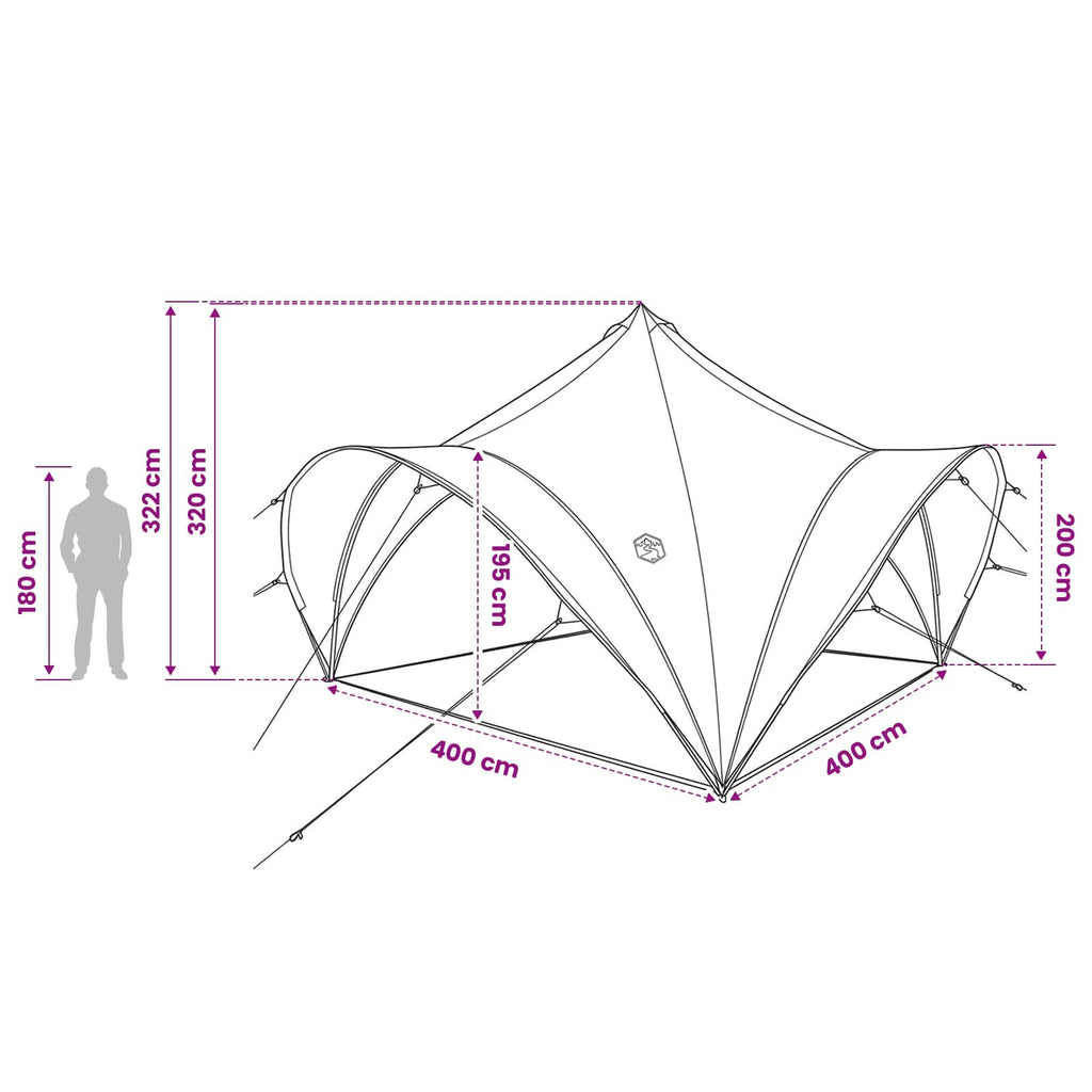 vidaXL Namiot Imprezowy z dachem Zielony wojskowy 400 x 400 x 320 cm
