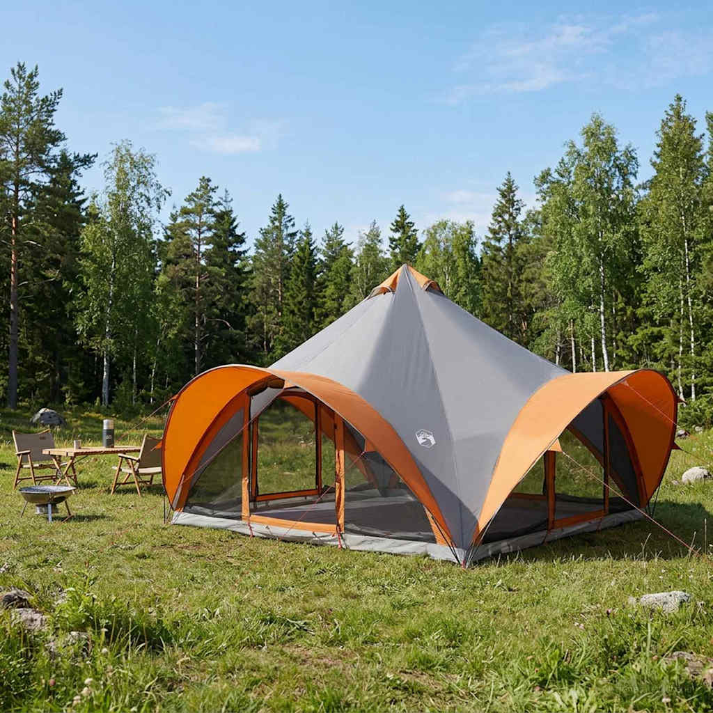 vidaXL Namiot Tipi Szary i pomarańczowy 18-osobowy Poliester i Stal