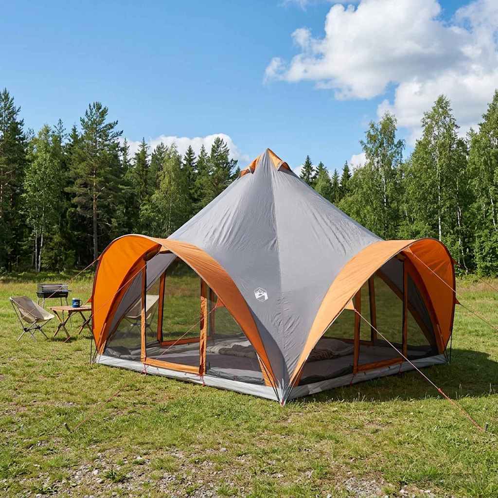 vidaXL Namiot Tipi Szary i pomarańczowy 6-osobowy Poliester i Stal
