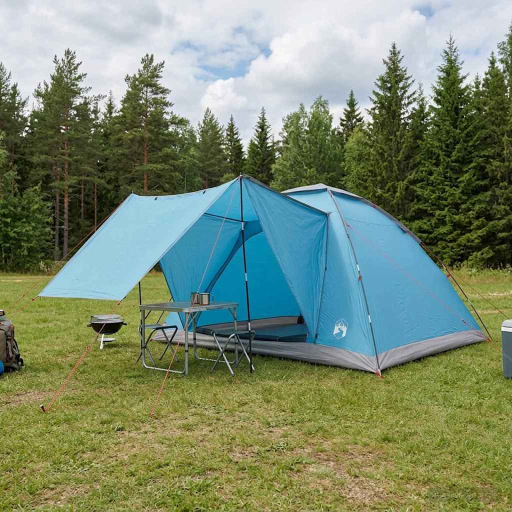 vidaXL Namiot campingowy z dachem niebieski 6-osobowy Poliester i Stal