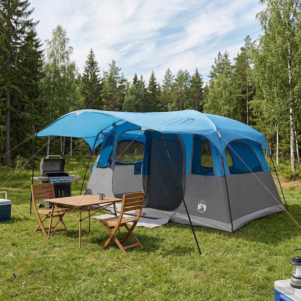 vidaXL Namiot tunelowy Niebieski 366 x 244 x 198 cm Poliester i Stal