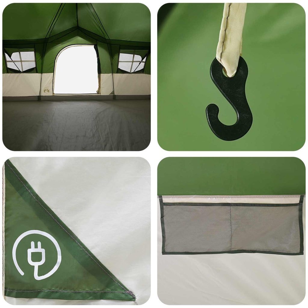 vidaXL Namiot rodzinny zielony 487 x 340 x 216 cm Poliester i Stal