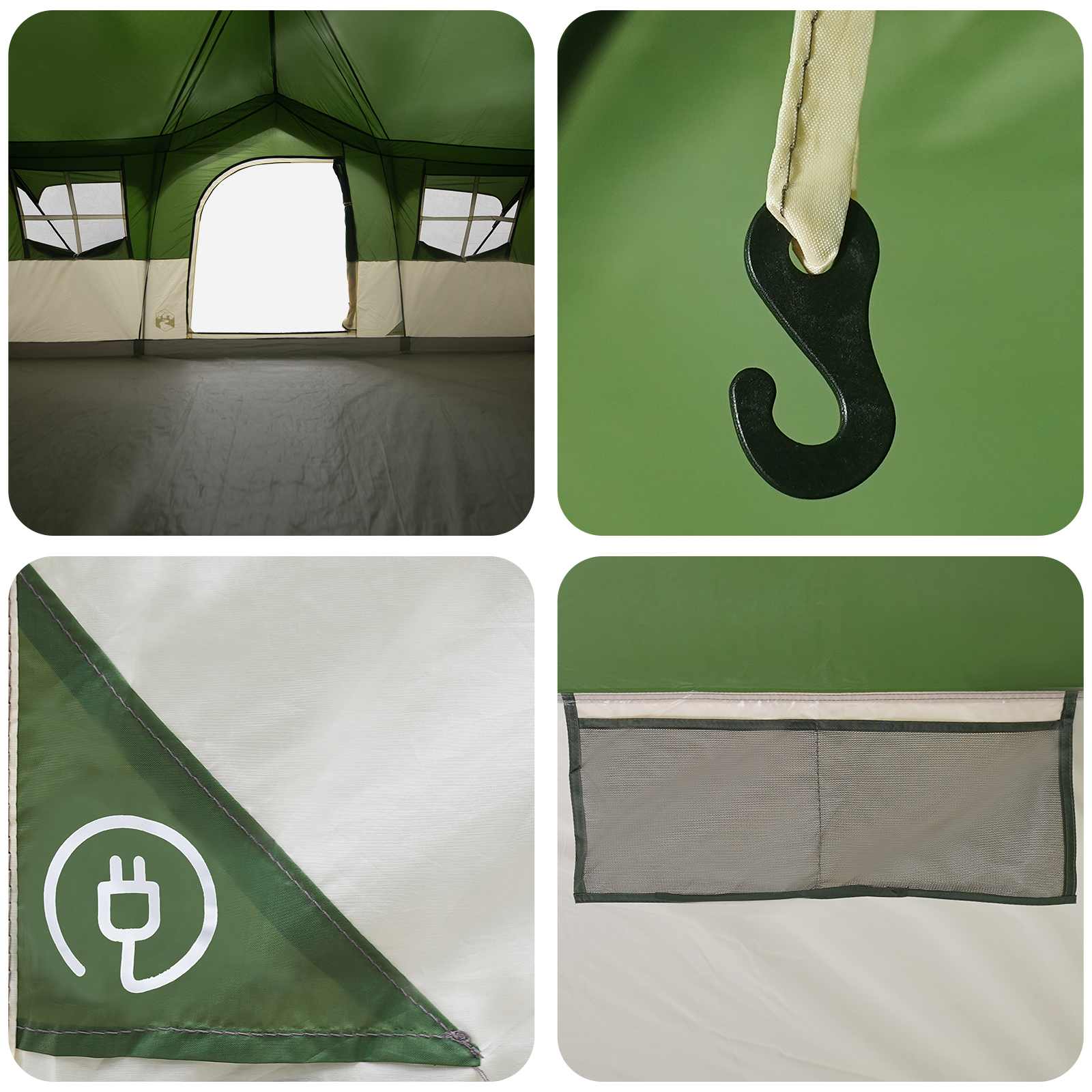 vidaXL Namiot rodzinny zielony 487 x 340 x 216 cm Poliester i Stal
