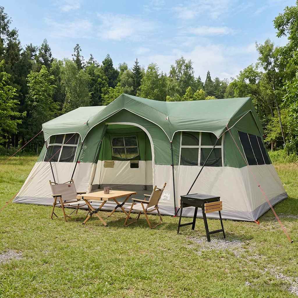 vidaXL Namiot rodzinny zielony 487 x 340 x 216 cm Poliester i Stal