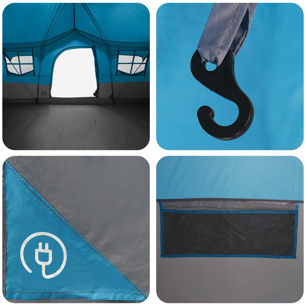 vidaXL Namiot rodzinny niebieski 487 x 340 x 216 cm Poliester i Stal