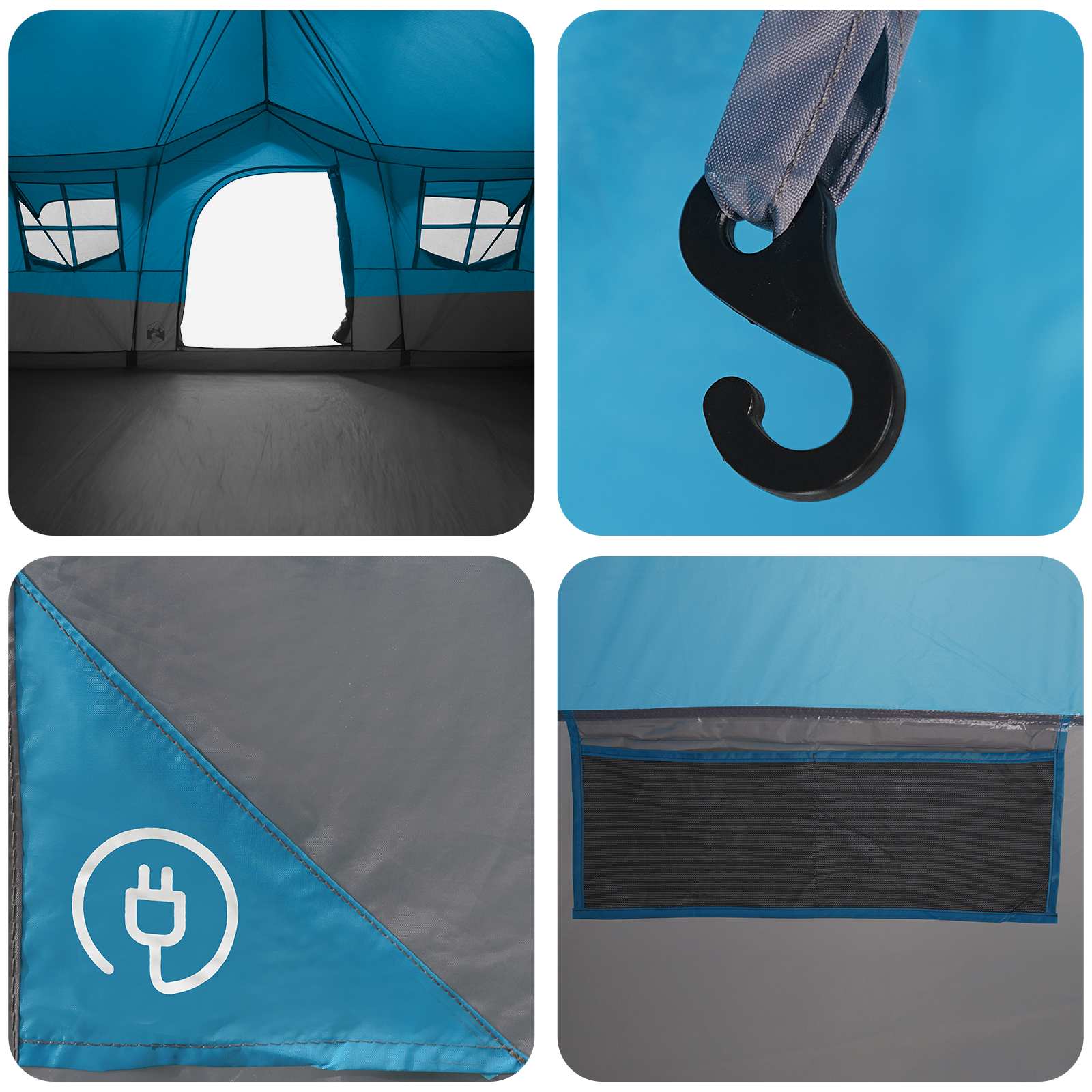 vidaXL Namiot rodzinny niebieski 487 x 340 x 216 cm Poliester i Stal