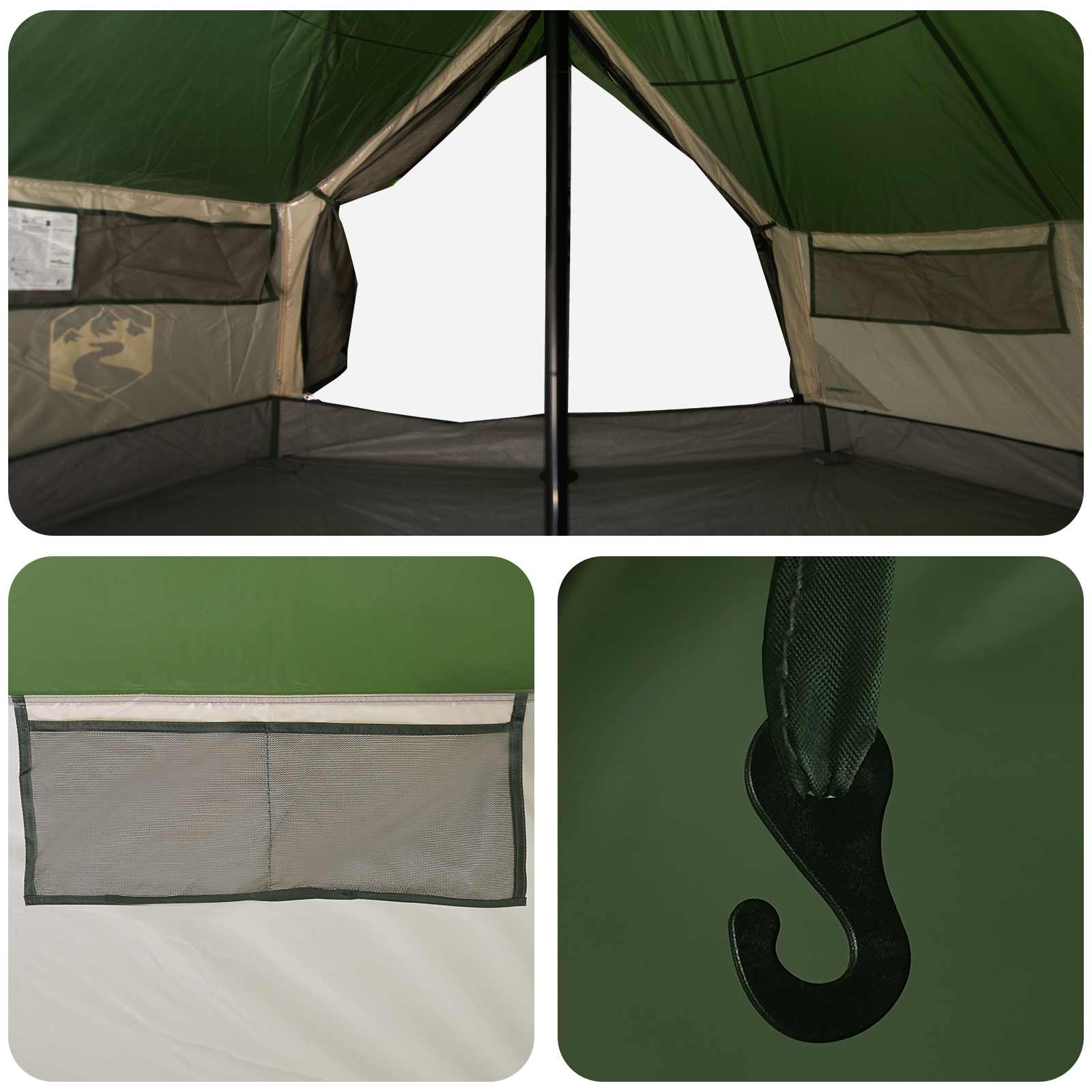 vidaXL Namiot Tipi zielony 700 x 700 x 395 cm Poliester i Stal