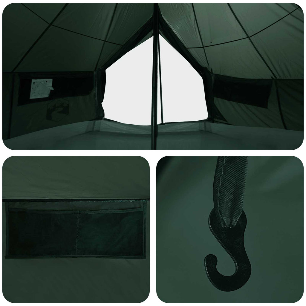 vidaXL Namiot Tipi z dachem Zielony wojskowy 700 x 700 x 395 cm