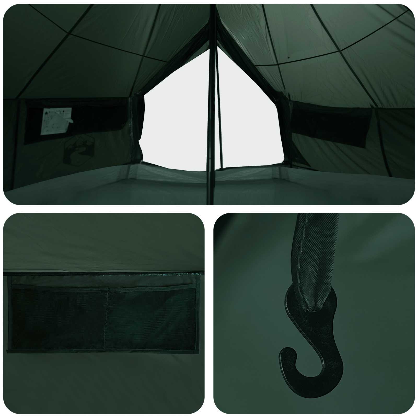 vidaXL Namiot Tipi z dachem Zielony wojskowy 700 x 700 x 395 cm