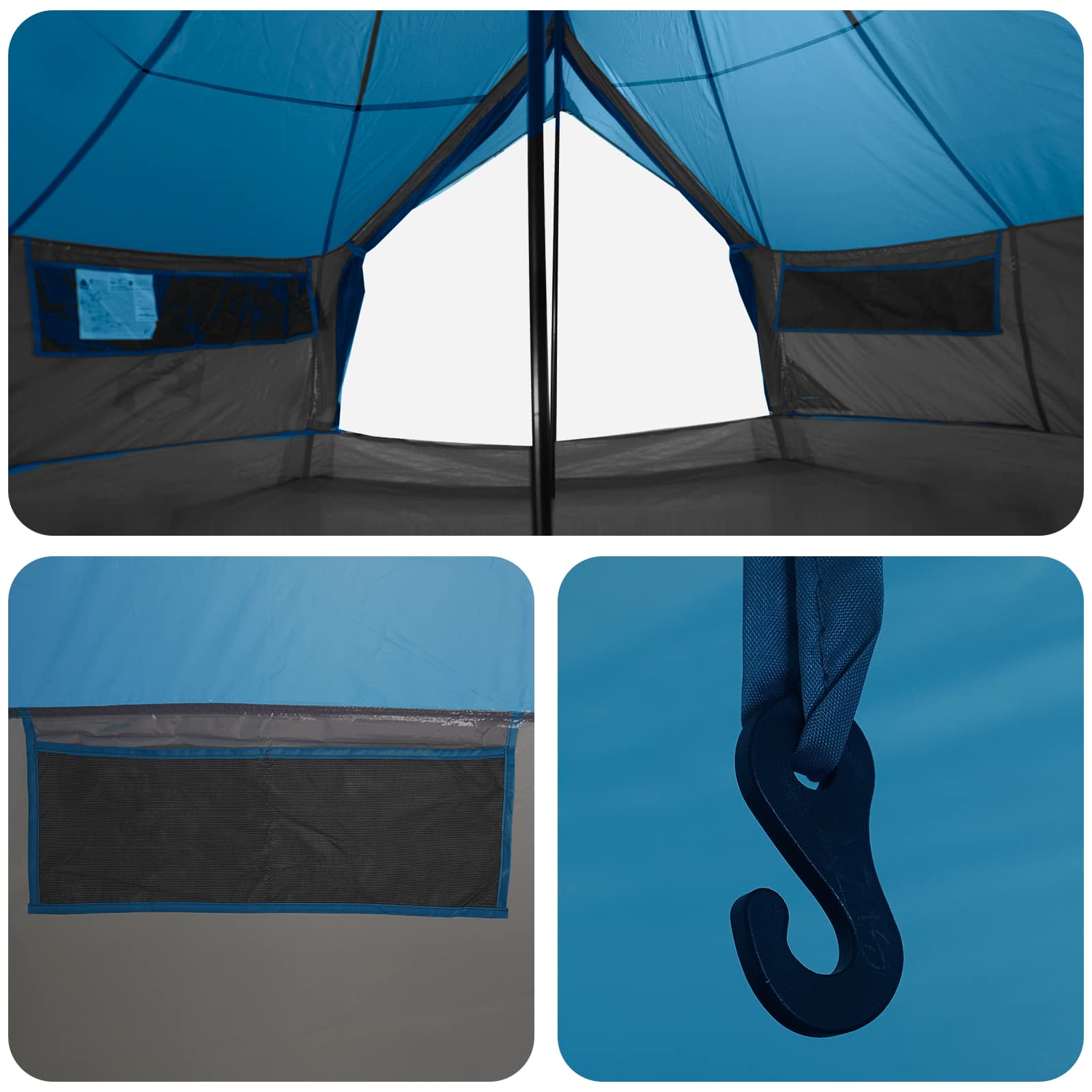 vidaXL Namiot Tipi niebieski 800 x 800 x 430 cm Poliester i Stal