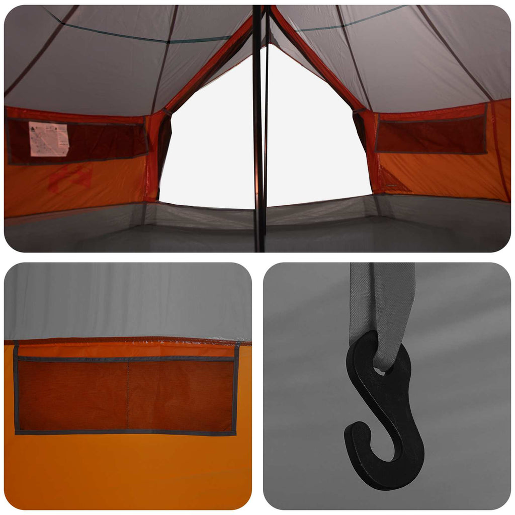 vidaXL Namiot Tipi z dachem Szary i pomarańczowy 800 x 800 x 430 cm