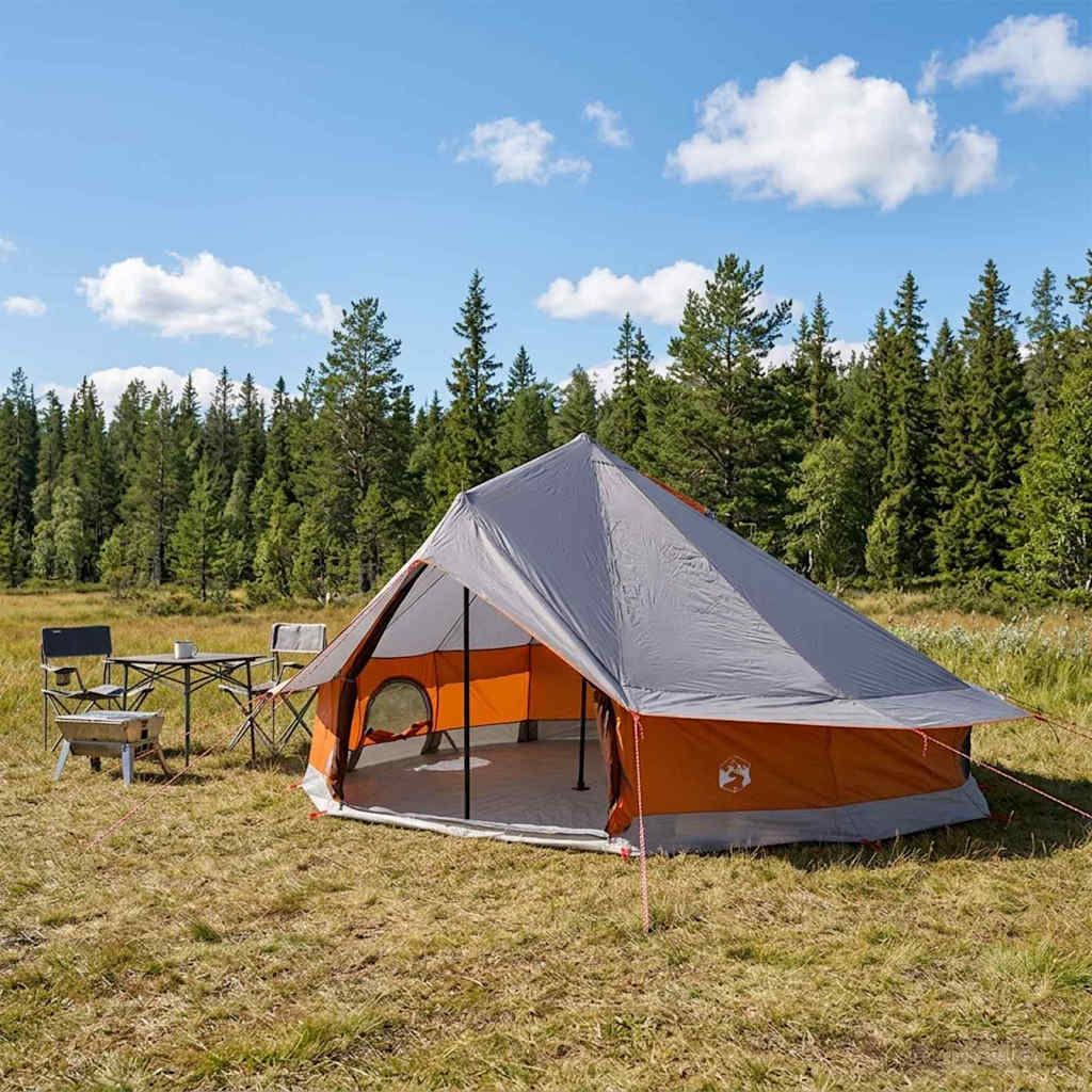 vidaXL Namiot Tipi z dachem Szary i pomarańczowy 800 x 800 x 430 cm