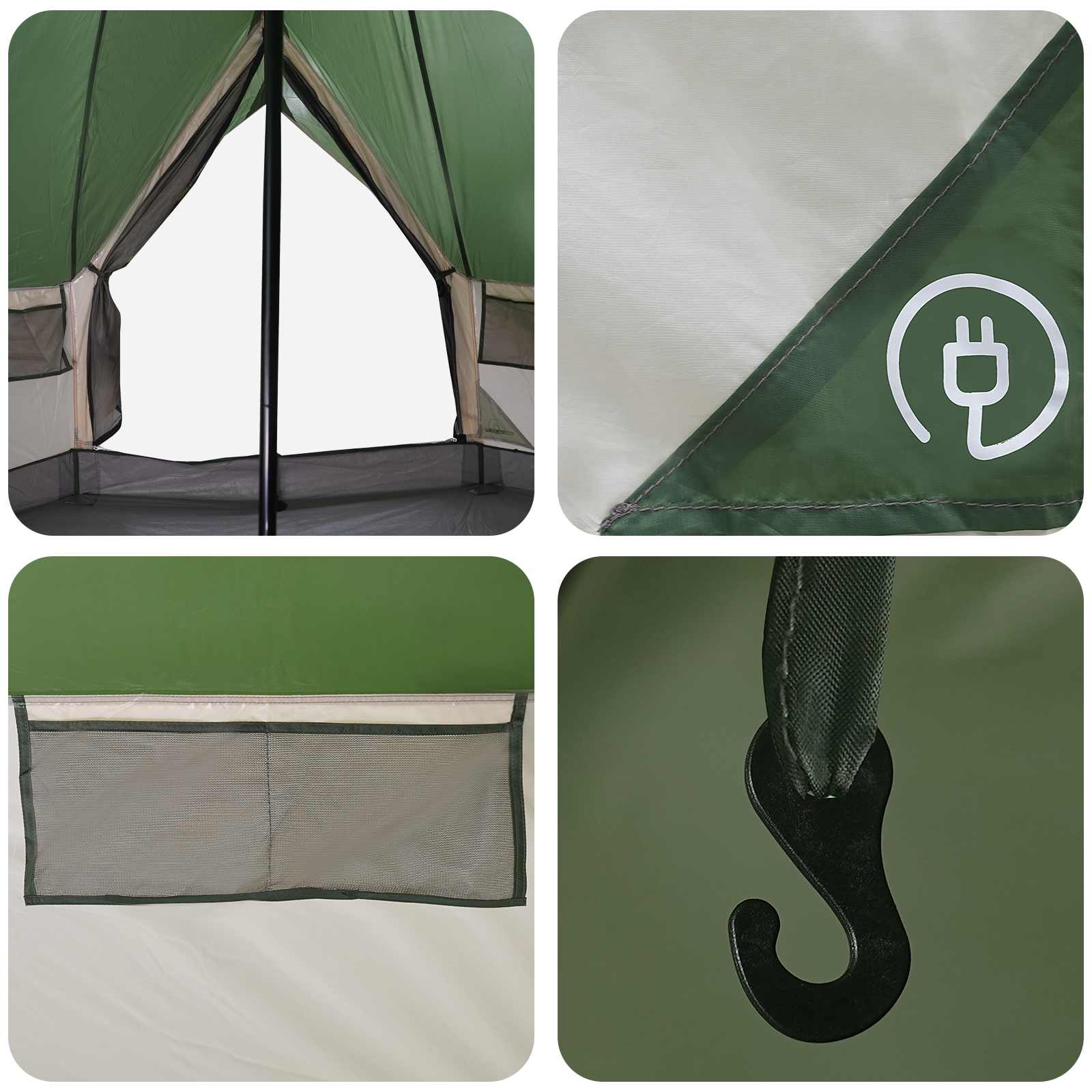 vidaXL Namiot Tipi z dachem zielony 250 x 250 cm Poliester i Stal
