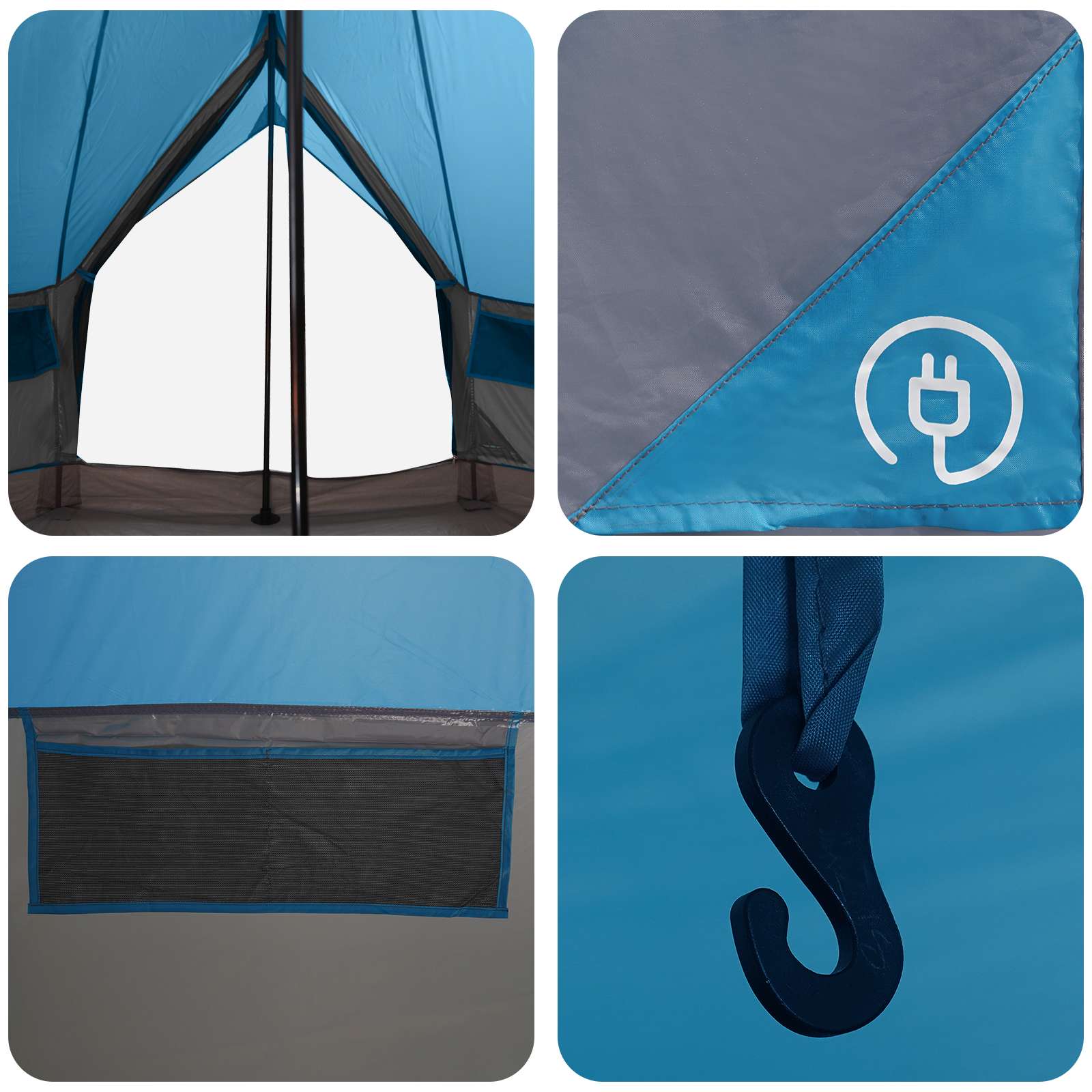 vidaXL Namiot Tipi z dachem niebieski 250 x 250 cm Poliester i Stal