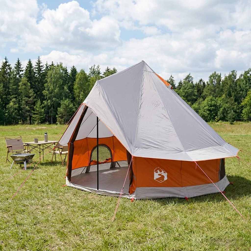 vidaXL Namiot Tipi Szary i pomarańczowy 250 x 250 cm Poliester i Stal