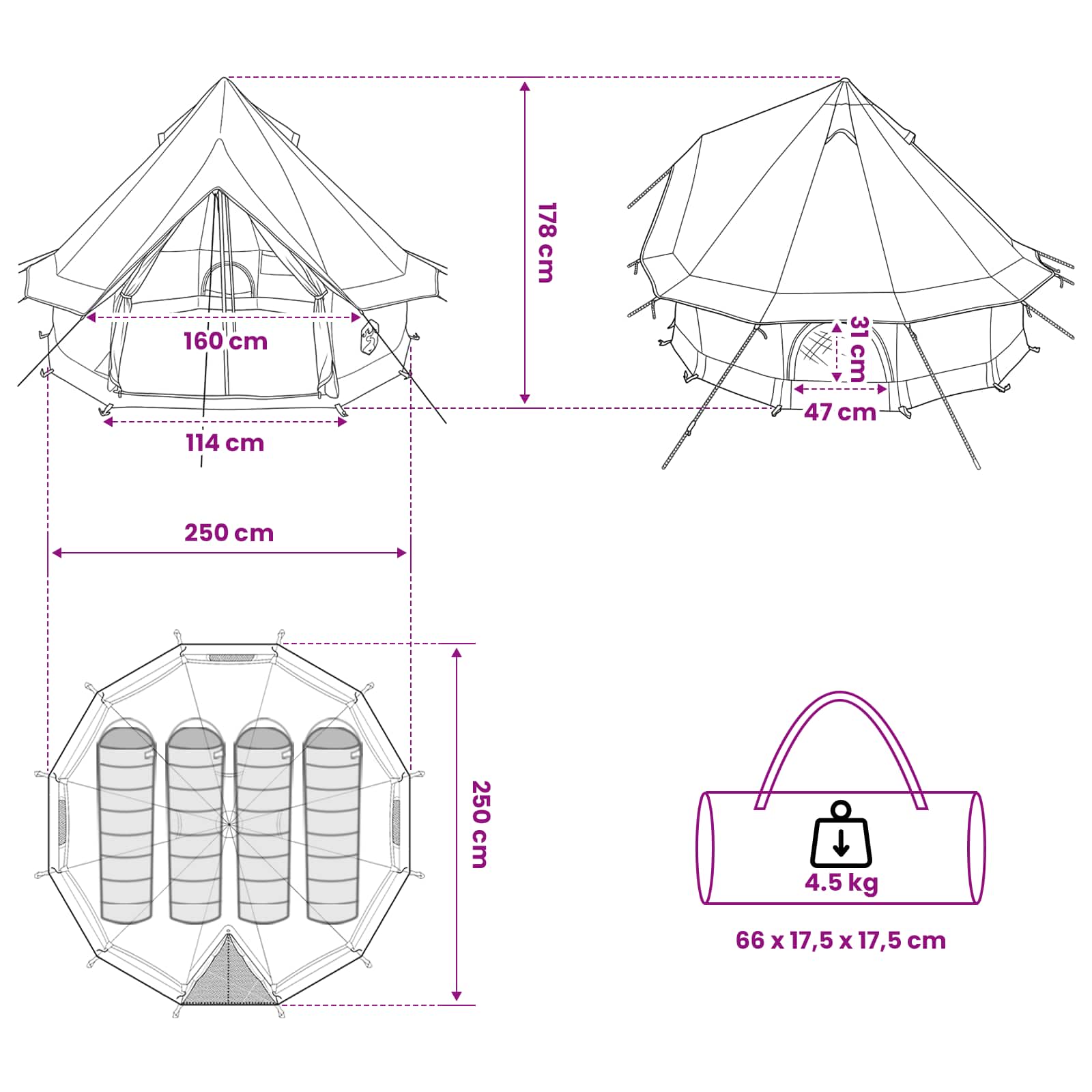 vidaXL Namiot Tipi Szary i pomarańczowy 250 x 250 cm Poliester i Stal