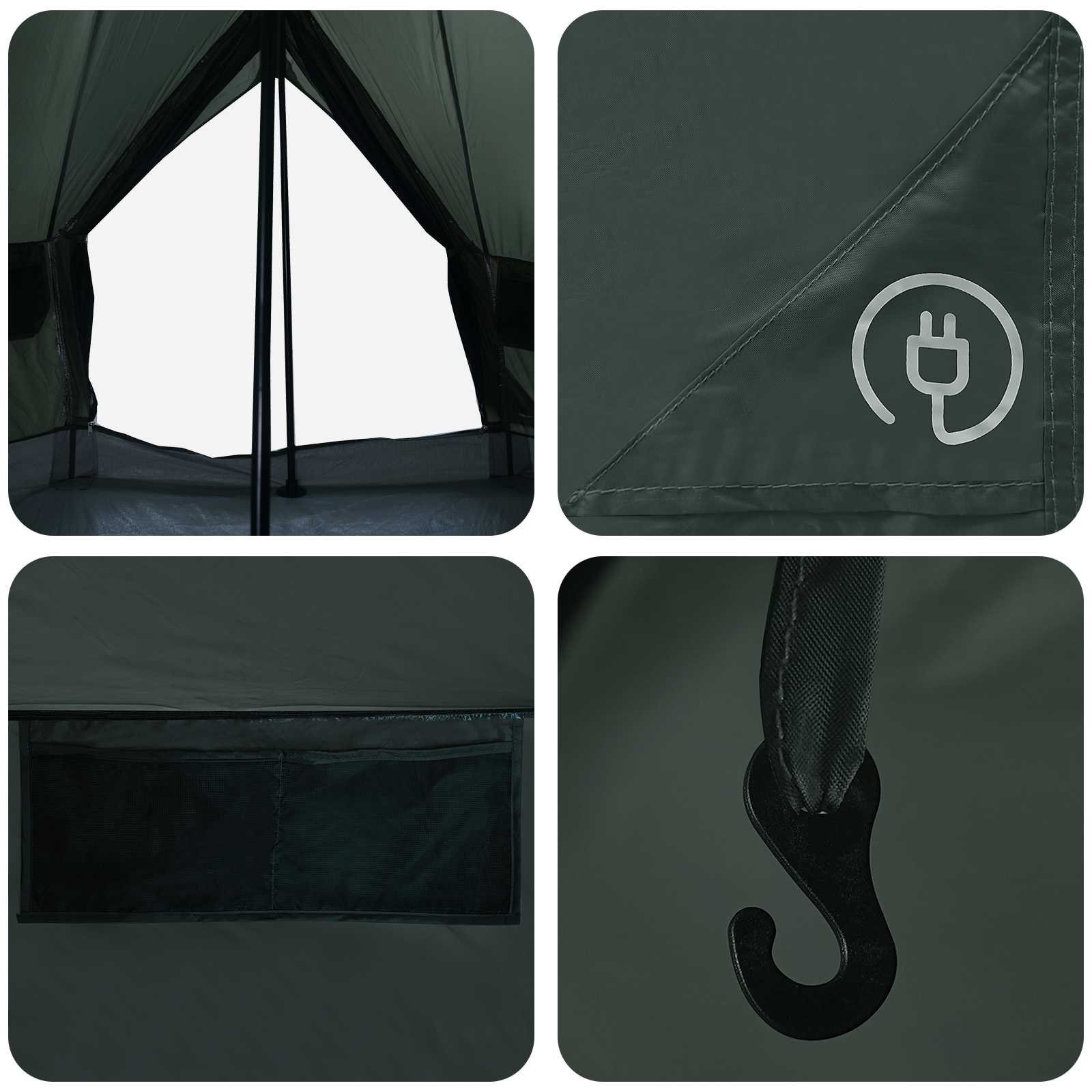vidaXL Namiot Tipi Zielony wojskowy 250 x 250 cm Poliester i Stal