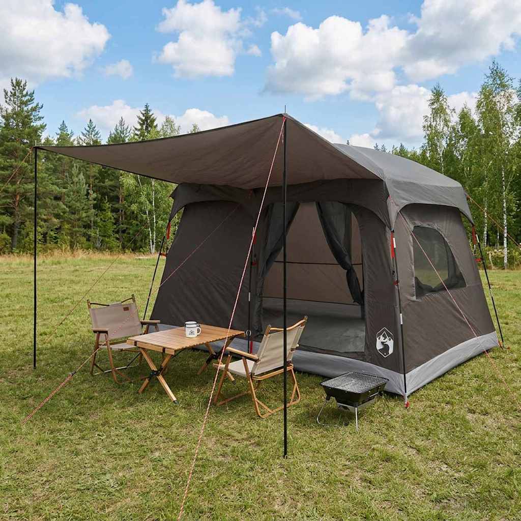 vidaXL Namiot rodzinny Brązowy Szary 380 x 260 x 190 cm Poliester