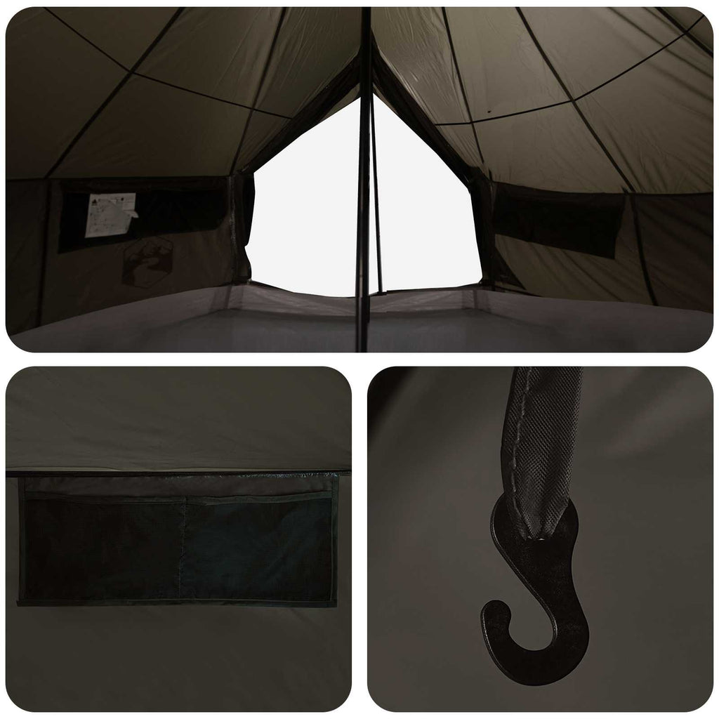 vidaXL Namiot Tipi Brązowy Szary 700 x 700 x 395 cm Poliester i Stal