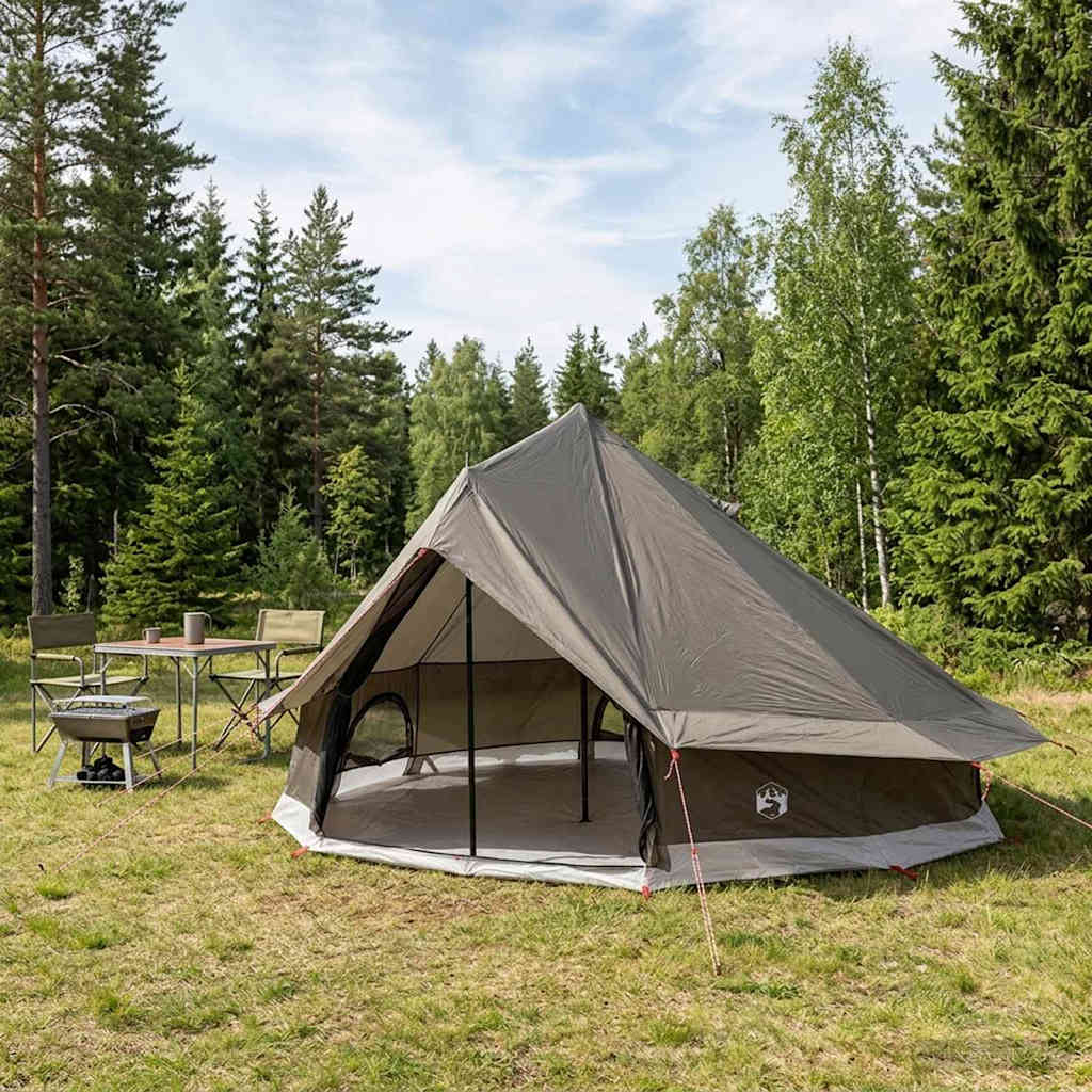 vidaXL Namiot Tipi Brązowy Szary 700 x 700 x 395 cm Poliester i Stal