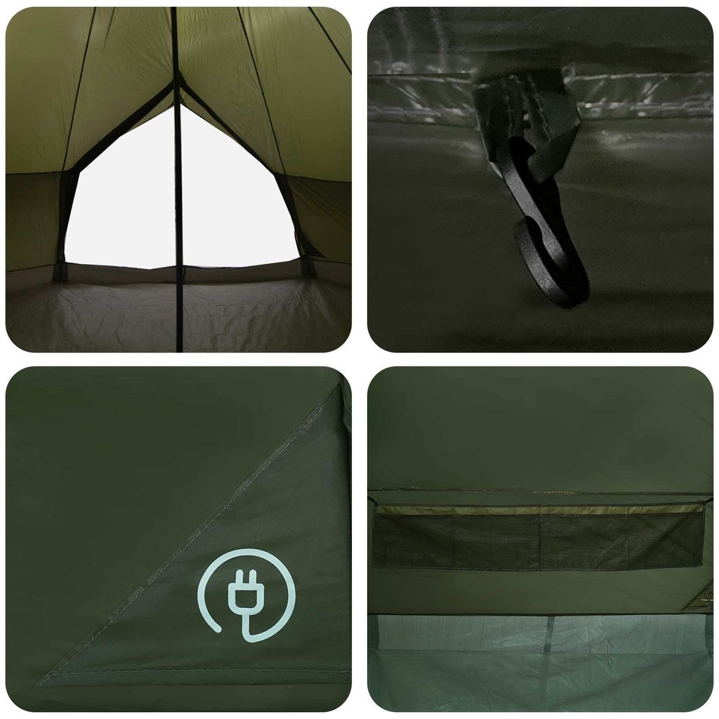 vidaXL Namiot Tipi z dachem Oliwkowy zielony 300 x 300 x 200 cm