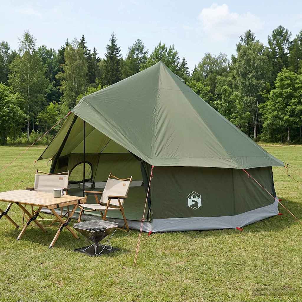 vidaXL Namiot Tipi z dachem Oliwkowy zielony 400 x 400 x 250 cm
