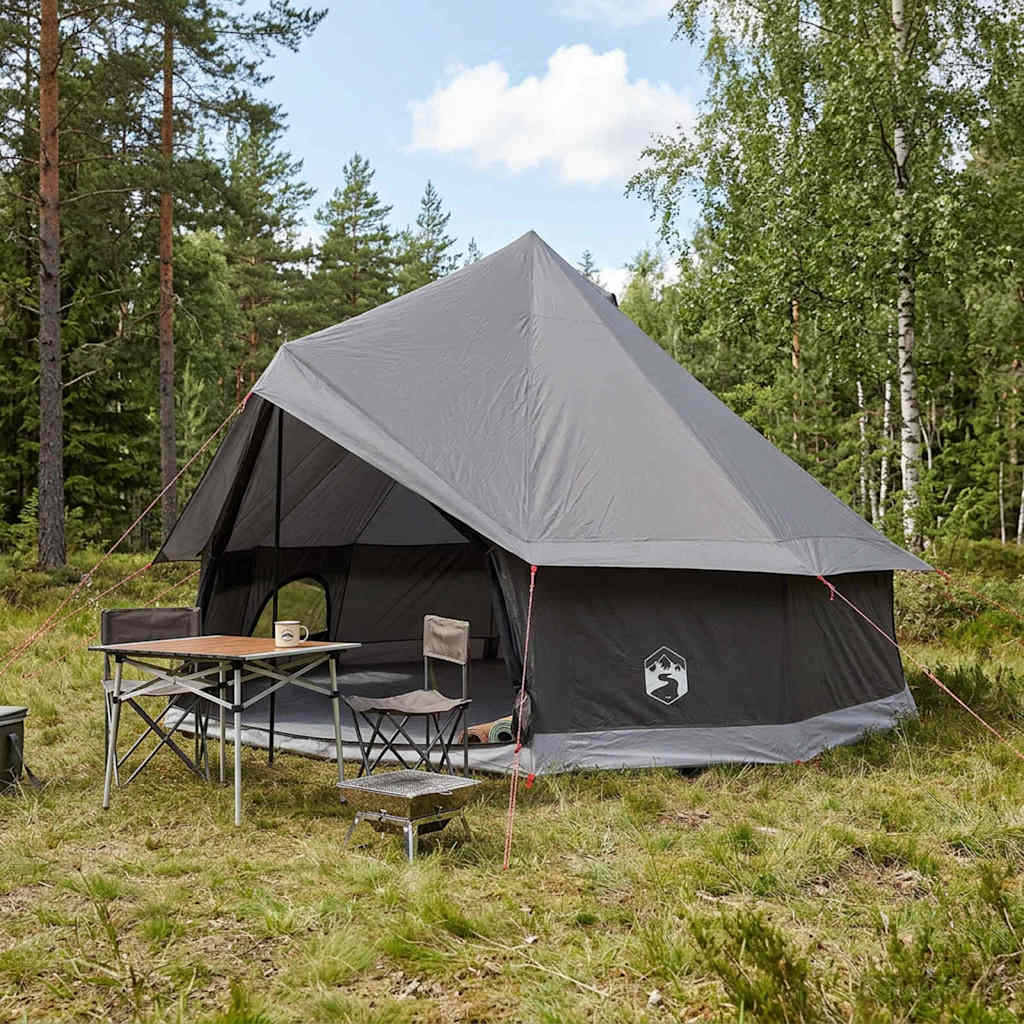 vidaXL Namiot Tipi Brązowy Szary 400 x 400 x 250 cm Poliester i Stal