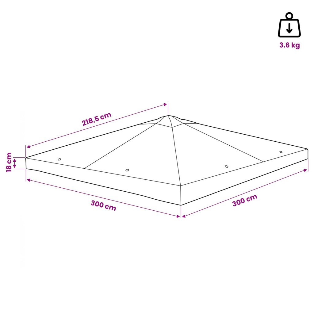 vidaXL Pokrycie altany Ciemnoszary 300 x 300 cm Poliester i Stal