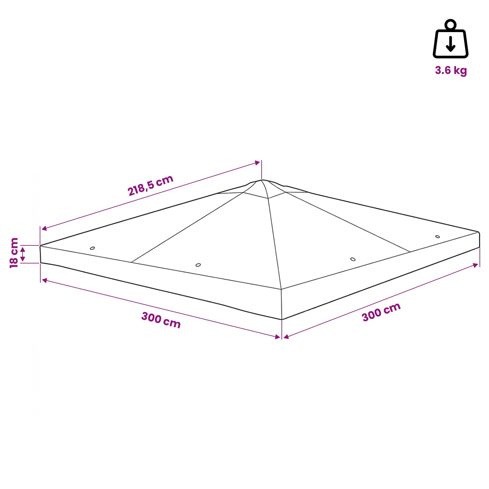 vidaXL Pokrycie altany Ciemnoszary 300 x 300 cm Poliester i Stal