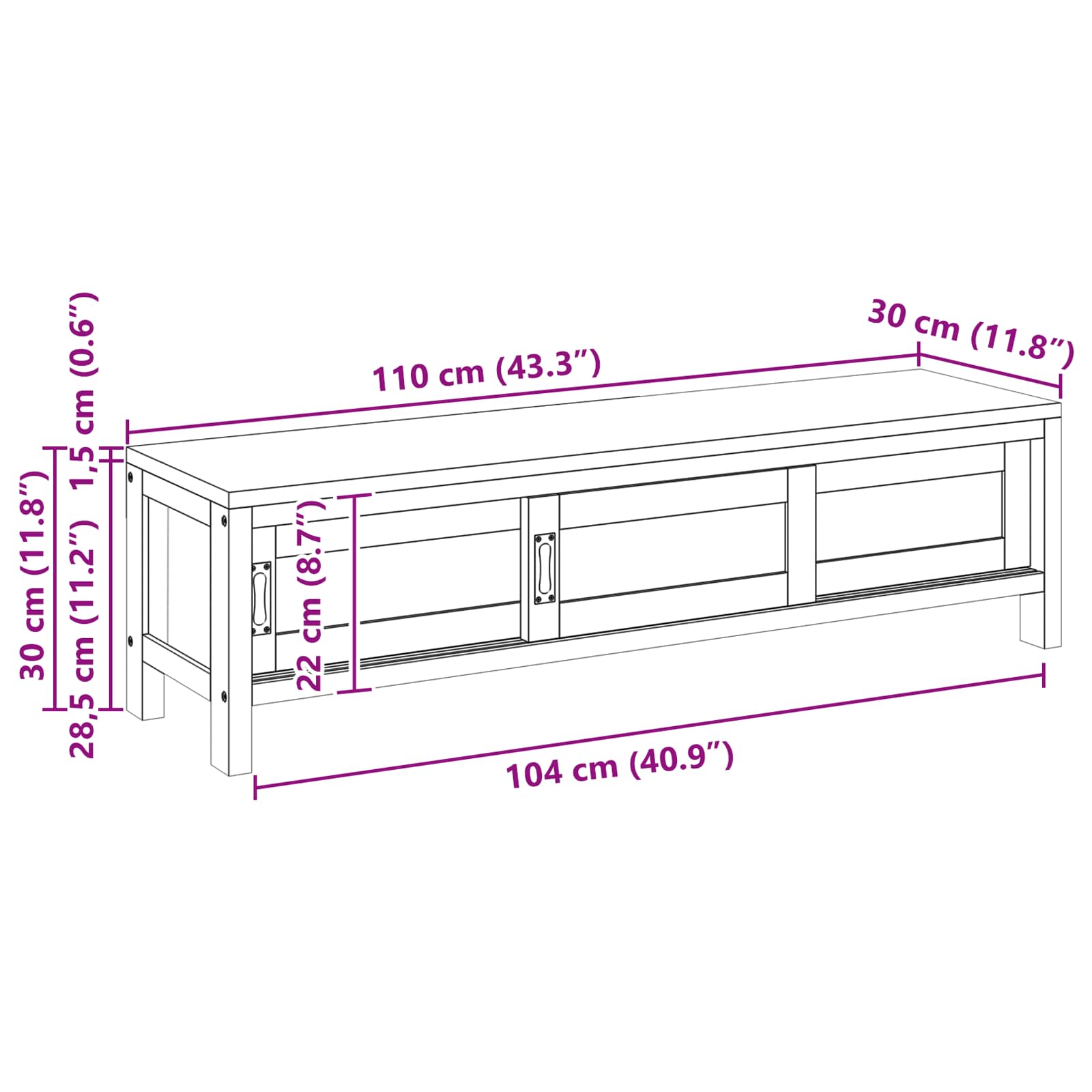 vidaXL Szafka pod telewizor 110 x 30 x 30 cm Lite drewno teakowe
