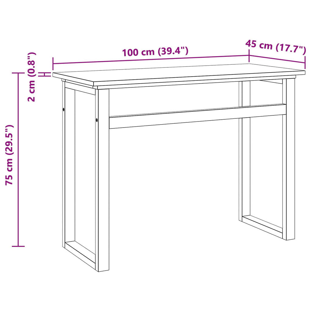 vidaXL Biurko naturalny Lite drewno teakowe 100 x 45 x 75cm