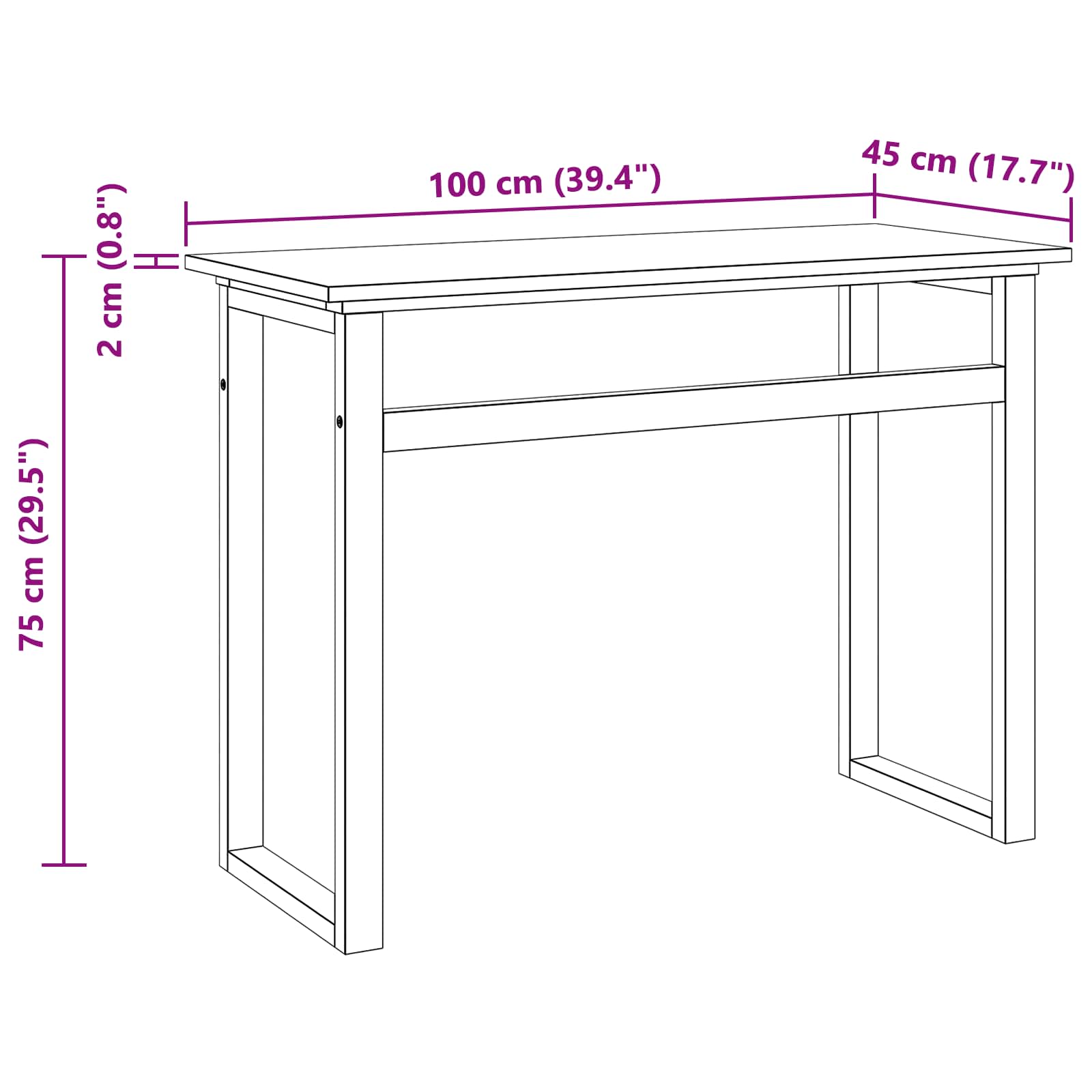 vidaXL Biurko naturalny Lite drewno teakowe 100 x 45 x 75cm
