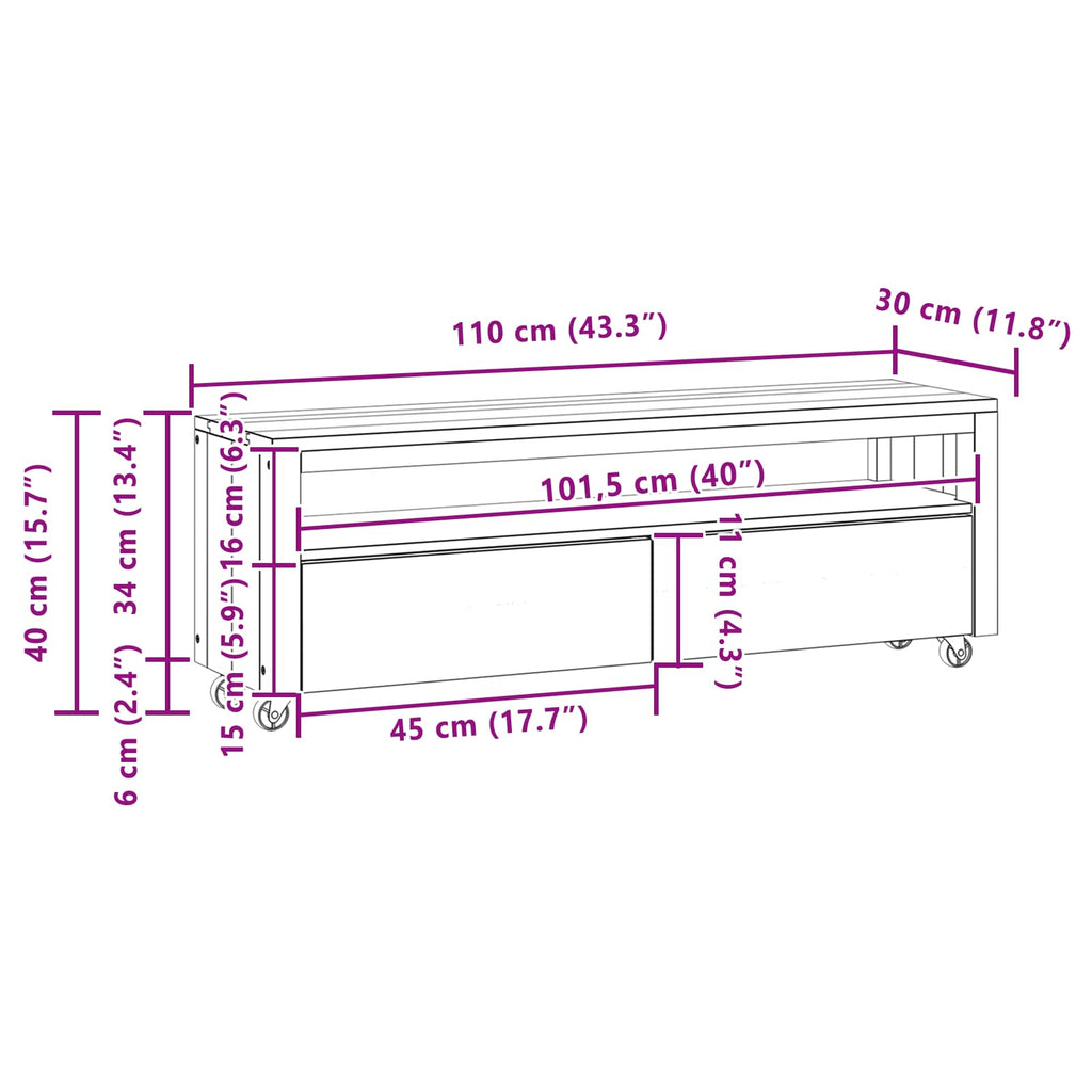 vidaXL Szafka pod telewizor 110 x 30 x 40 cm naturalny