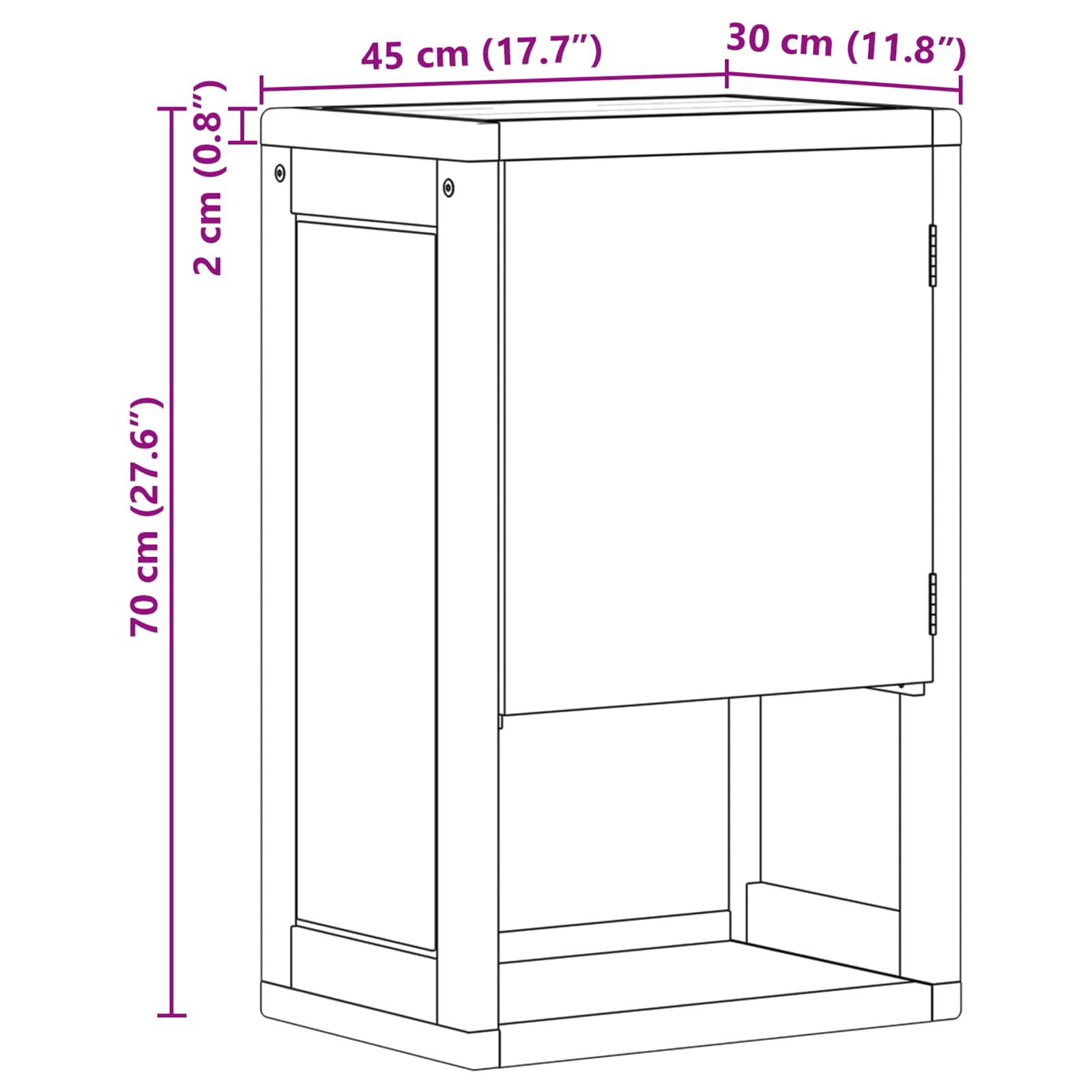 vidaXL Szafka Łazienkowa naturalny 45 x 30 x 70 cm Lite drewno teakowe