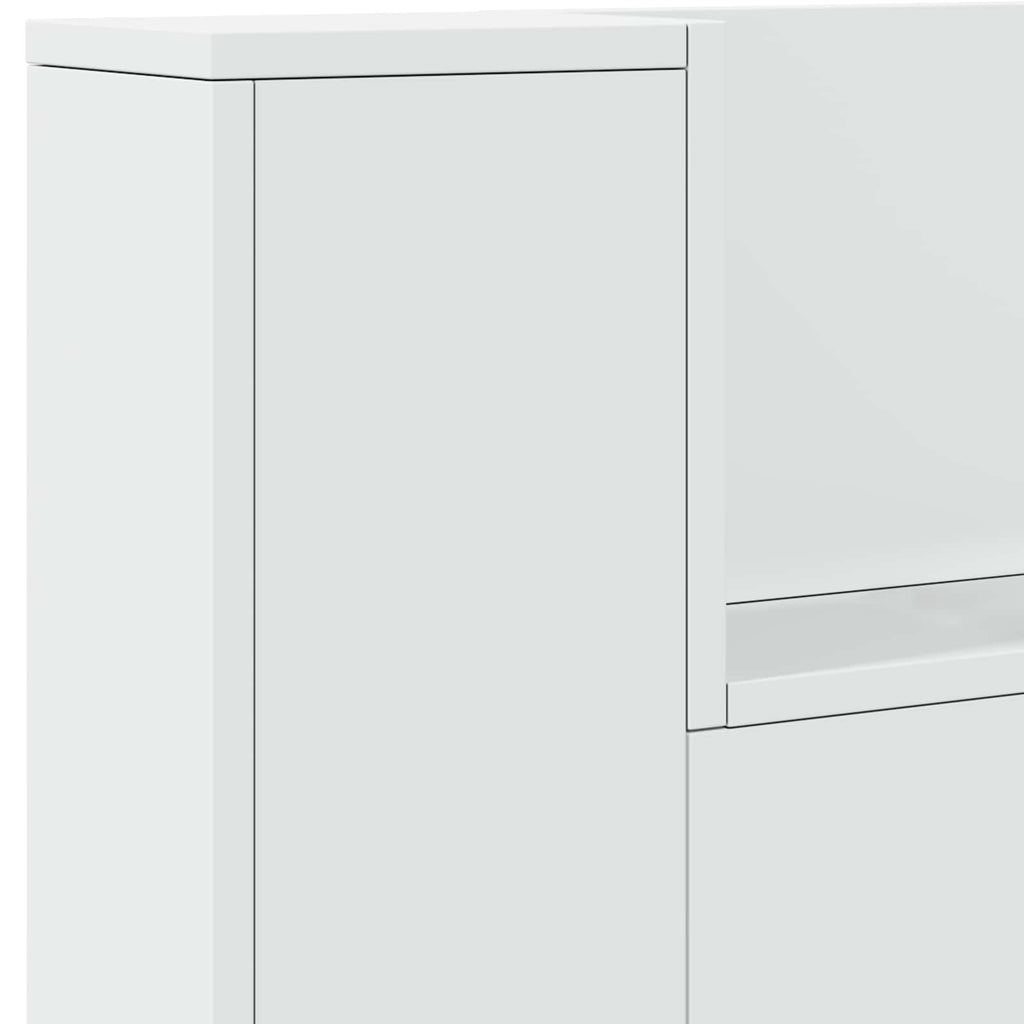 vidaXL Szafka z Wezgłowiem z LED z półką Biały 140 x 16,5 x 103,5 cm