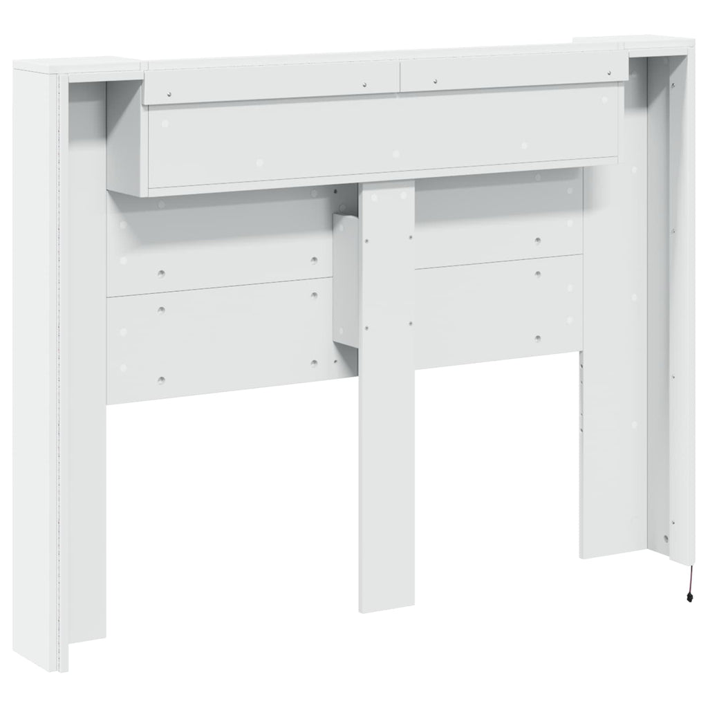 vidaXL Szafka z Wezgłowiem z LED z półką Biały 140 x 16,5 x 103,5 cm
