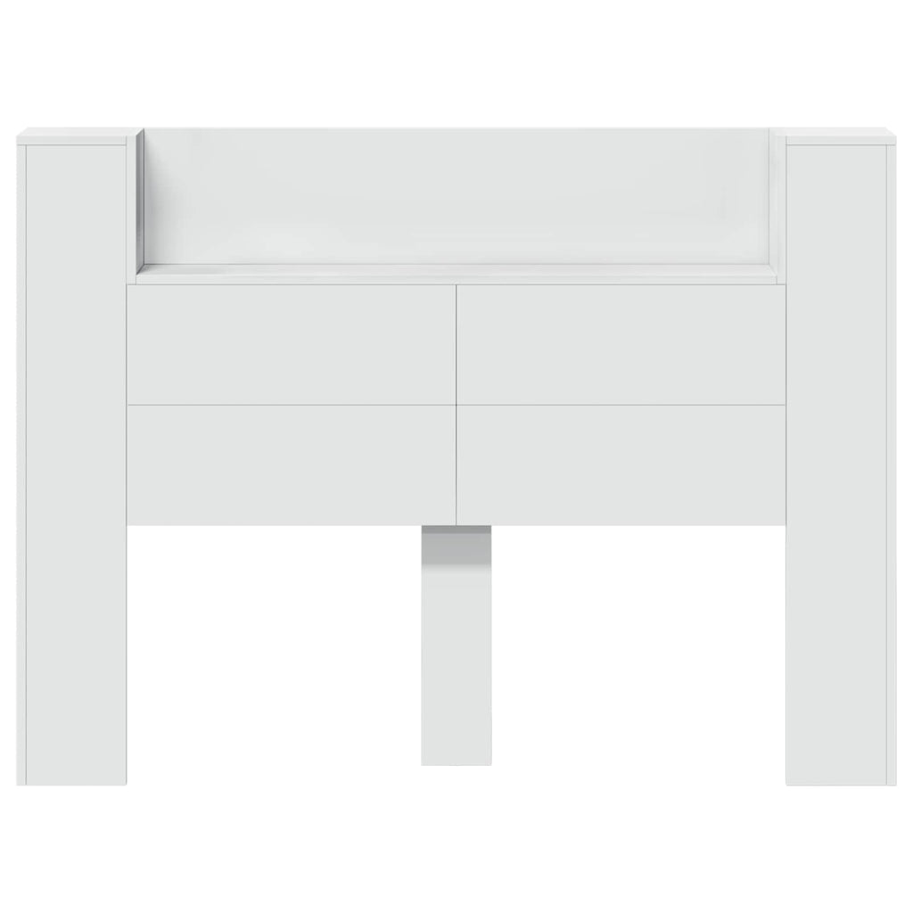 vidaXL Szafka z Wezgłowiem z LED z półką Biały 140 x 16,5 x 103,5 cm